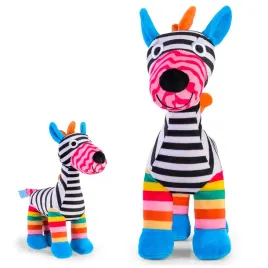 kolorowa-maskotka-sensoryczna-zebra-zeberka-pluszowa-przytulanka-wstazki