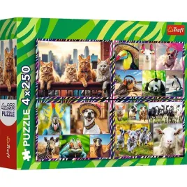 puzzle-trefl-1000-elementow-puzzle-4x250-zabawne-zwierzaki