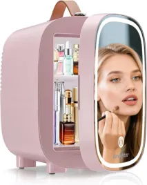 mini-lodowka-4-l-na-kosmetyki-z-lustrem-i-swiatlem-led-rozowa-z-ogrzewaniem