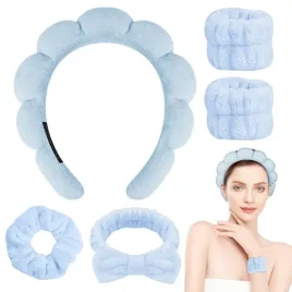 opaski-do-mycia-twarzy-zestaw-5-szt-gabka-niebieski-elastyczne-scrunchie