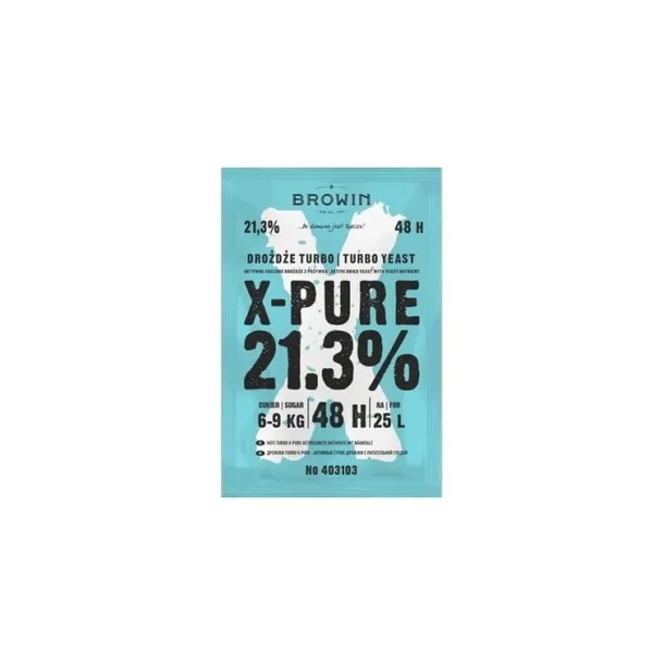 Browin Drożdże gorzelnicze X-Pure Turbo 48h do 21,3% alkoholu na 25L nastaw