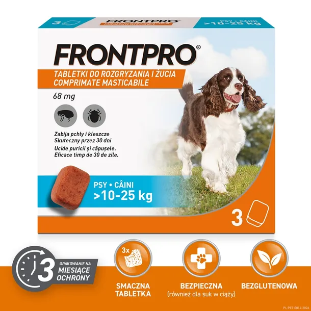 FRONTPRO Tabletki Przeciw Kleszczom I Pchłom Dla Psa L 10-25kg