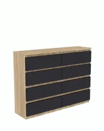 komoda-dab-sonoma-z-szufladami-120cm-8-szuflad-czarne-fronty-producent