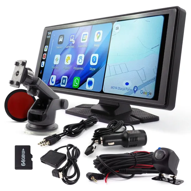 Stacja Multimedialna Rejstrator Android Apple Carplay DVR 4K 2 Kamery Wifi