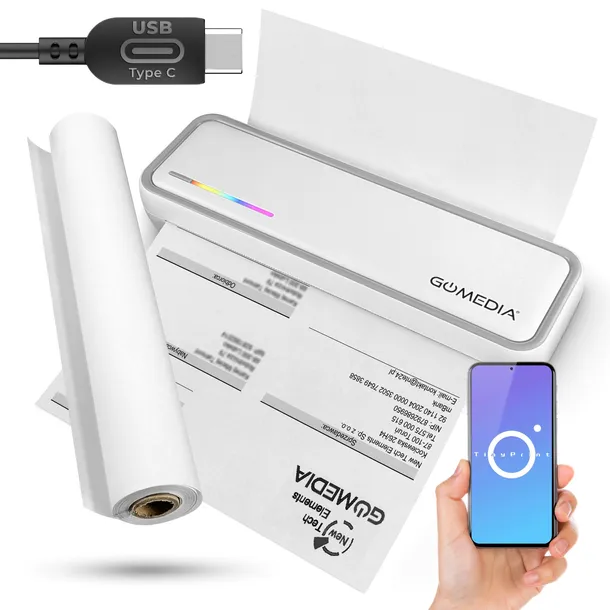 Drukarka Termiczna Biurkowa Dokumenty Papier A4 Rolka Bluetooth Android IOS
