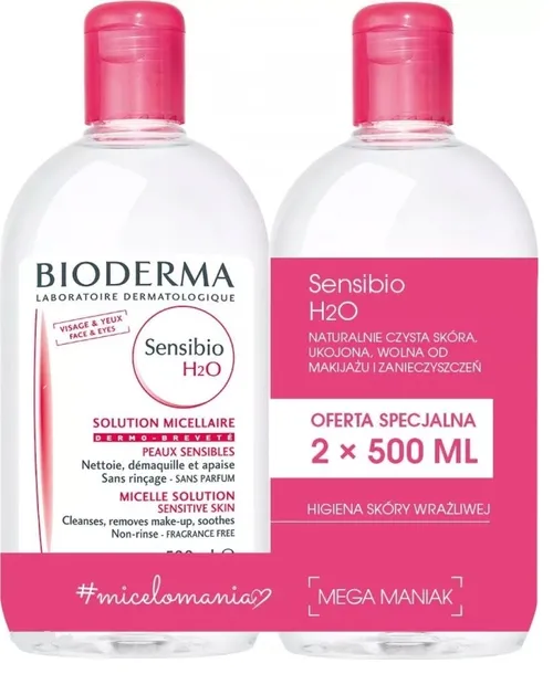 Bioderma Sensibio H2O 2x500ml płyn micelarny zestaw