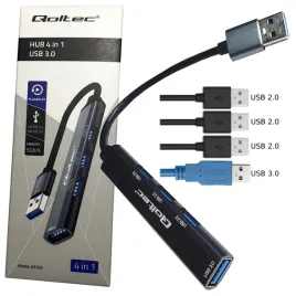 hub-adapter-usb-3-0-4w1-usb-3-0-3xusb-2-0-aluminium-qoltec