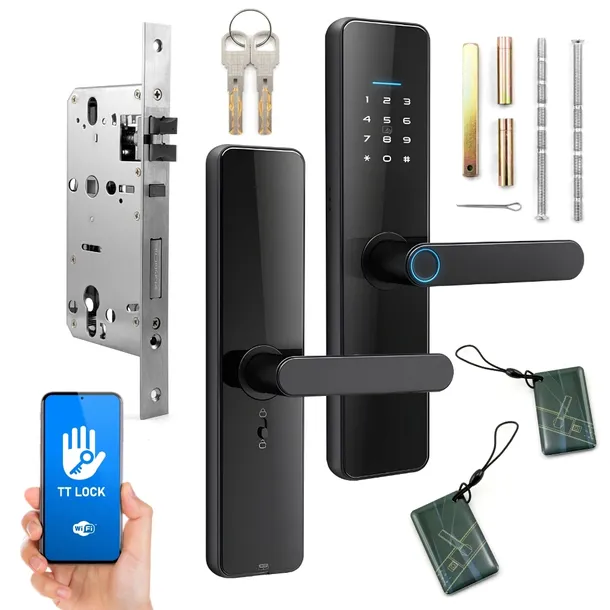 Inteligentna Klamka TT Lock Bluetooth Wkładka Zamka Szyfr Kod RFID Odcisk