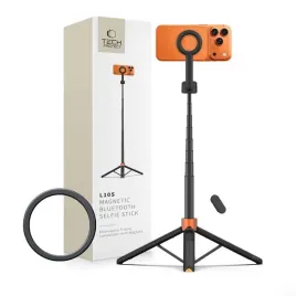 tech-protect-l10s-magsafe-bluetooth-selfie-stick-tripod-black-orange