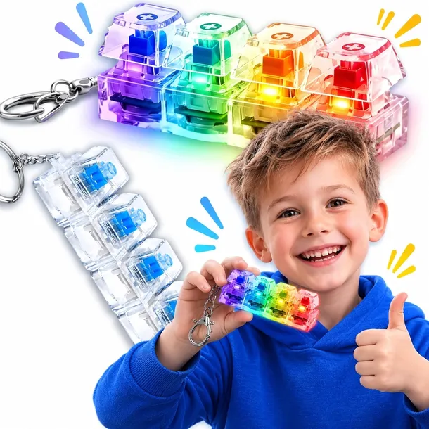 Klikacz Antystresowy Brelok Fidget 4 Switche Kliker Klawiatura Świecąca LED