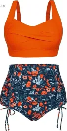 bikini-stroj-kapielowy-wysoki-stan-hanna-nikole-kwiaty-pomaranczowy-14w-44
