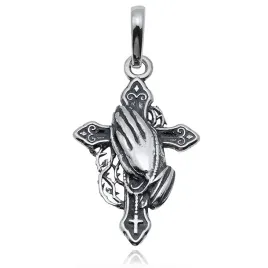 elegancki-oksydowany-srebrny-krzyzyk-krzyz-dlon-na-krzyzu-srebro-925