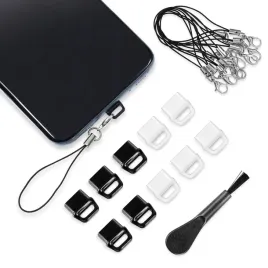 zatyczki-usb-c-do-telefonu-10-szt-bialy-czarny-smyczka-pierscien-szczotka