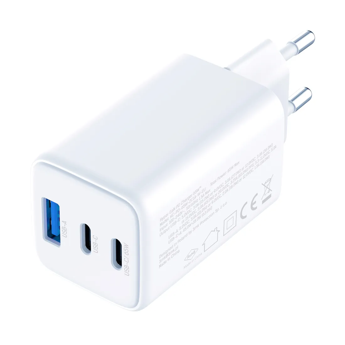 3mk-hyper-gan-ladowarka-65w-1xusb-a-2xusb-c-pd-pps-qc4-biala-stan-nowy
