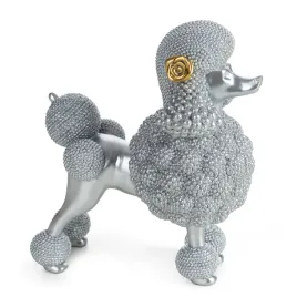 figurka-dekoracyjna-pies-pudel-17x9x19-cm-srebrna-zywiczna