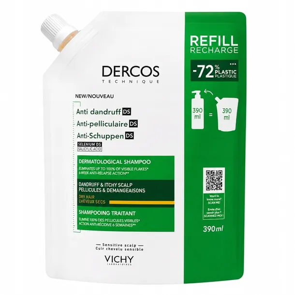 Vichy Dercos DS Szampon Do Włosów Suchych Ecorefill Refill Zapas 390 ml