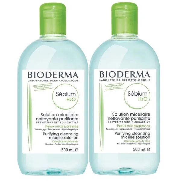 x2 Bioderma Sebium H2O płyn micelarny do skóry tłustej i mieszanej 500ml