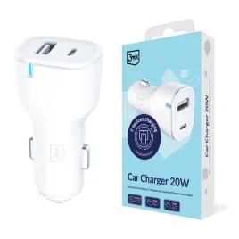ladowarka-samochodowa-3mk-car-charger-20w-pd3-0-qc3-0-usb-c-usb-a-biala