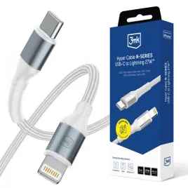 kabel-usb-c-lightning-3mk-hyper-cable-n-series-3-m-nylonowy-pd-27w-bialy