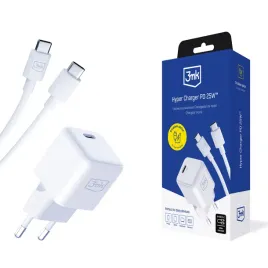 ladowarka-sieciowa-3mk-hyper-charger-pd-25w-gan-z-kablem-usb-c-1-m-biala