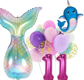 balony-zestaw-na-urodziny-11-lat-syrenka