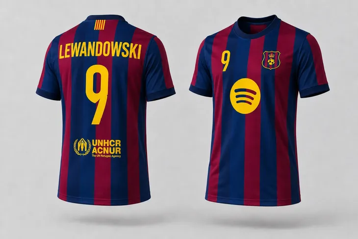 KOSZULKA PIŁKARSKA LEWANDOWSKI BARCELONA rozm. M - 170 cm