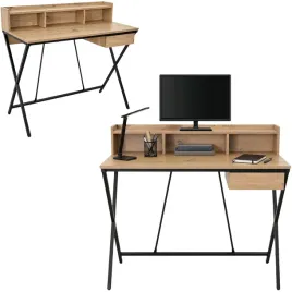 biurko-skandynawskie-z-nadstawka-szuflada-100-cm-dab-artisan-czarne