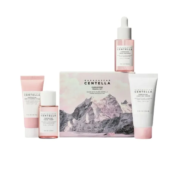 SKIN1004 Madagascar Centella POREMIZING Travel Kit zestaw Różowy!
