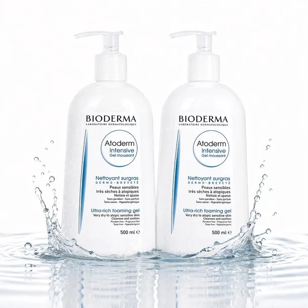 Bioderma Atoderm Zestaw Nawilżający 2 X 500 ml Żeli Do Mycia Skóry Suchej