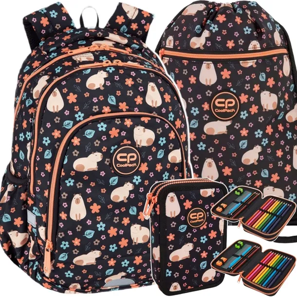 CAPYBARA PLECAK CP COOLPACK DZIEWCZĘCY SZKOLNY PATIO ZESTAW 3w1 KAPIBARA