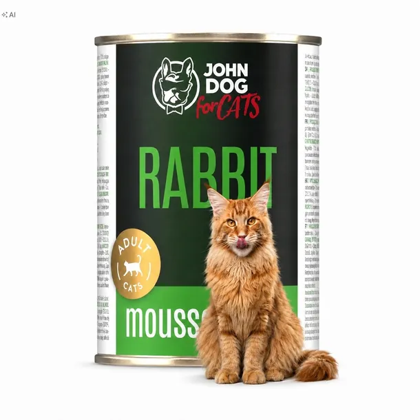 Mokra karma dla kota John Dog for Cats Mus Królik puszka 400g