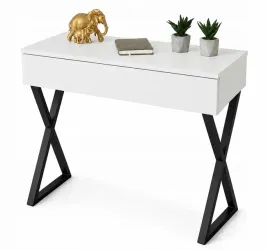 toaletka-biala-matowa-szuflada-czarne-nozki-x-90cm