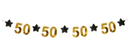 baner-papierowy-na-50-urodziny-piecdziesiatka-25-m-czarno-zloty-gwiazdki