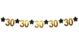 baner-papierowy-30-urodziny-trzydziestka-25m-czarno-zloty-gwiazdy-girlanda