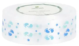 wstazka-satynowa-biala-w-niebieskie-stopki-baby-shower-25-mm-23m-bociankowe