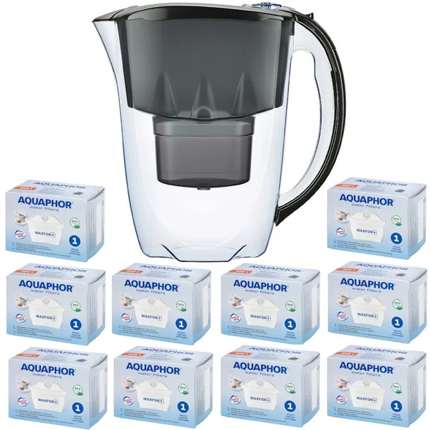 10 x Filtr wkłady Aquaphor Maxfor plus Ddzbanek Amathyst czarny Gratis