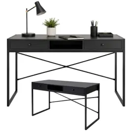 eleganckie-biurko-komputerowe-nowoczesne-2-szuflady-czarne-123-cm