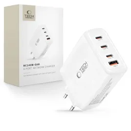 tech-protect-nc140w-gan-4-port-network-charger-pd-140w-qc3-0-white