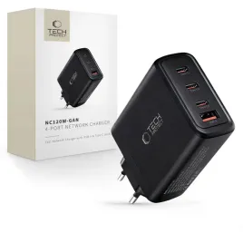 tech-protect-nc120w-gan-4-port-network-charger-pd-120w-qc3-0-black