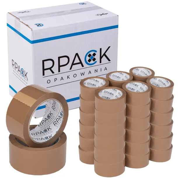Taśma Pakowa Brązowa 48mm x 100y Mocna Klejąca Akrylowa RPACK 36 szt