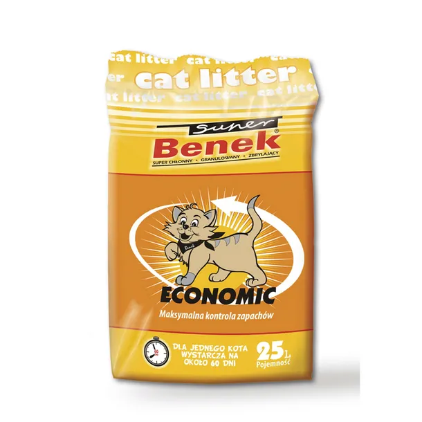Żwirek Bentonitowy Zbrylający Dla Kota Super Benek Economic 25l