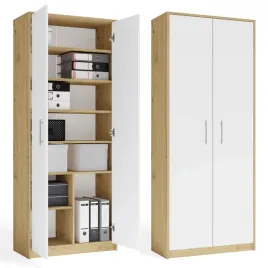 regal-biurowy-oliv-2d-dab-artisan-bialy-2-drzwi-do-biura-do-gabinetu-salonu