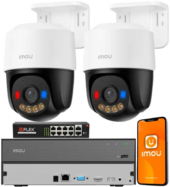 Zestaw 10Mpx 2 Kamery Monitoringu (5Mpx+5Mpx) IPC-PS7FP-5M0 IMOU Audio LED