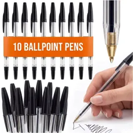dlugopisy-klasyczne-szkolne-biurowe-wydajne-ballpoint-zestaw-10-szt-czarne