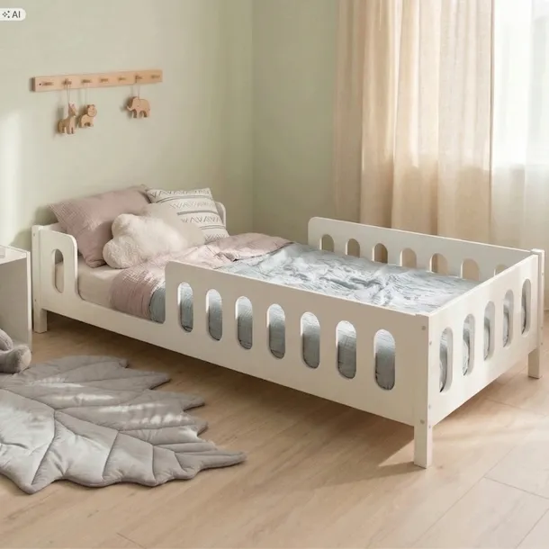 Łóżko dla dziecka LUMI 90x200 MONTESSORI BIAŁY do pokoju dziecięcego