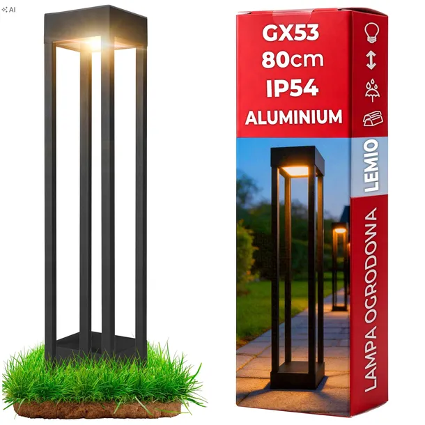 Lampa LED Ogrodowa 80cm zewnętrzna słupek stojący GX53 LED IP54 ANTRACYT