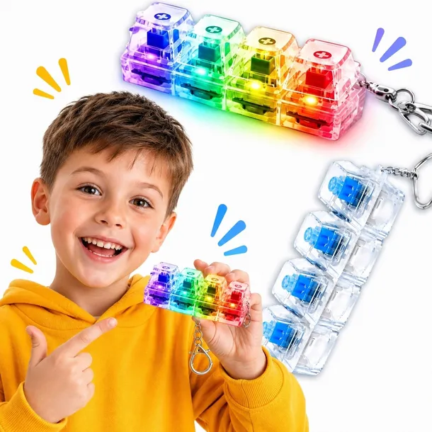 KLIKAJKA Klikacz Klawiatura Świecąca Antystresowy Brelok Fidget Kliker LED