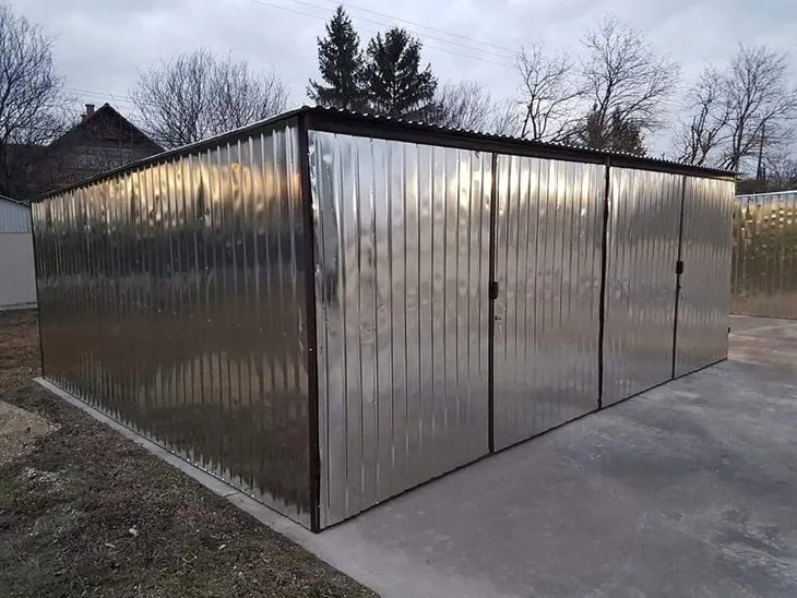 Garaż blaszany 6x5 II gatunek w ocynku dach spad do tyłu budżetowy