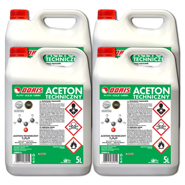 DORIS Aceton techniczny 20L Zestaw 4szt x 5L