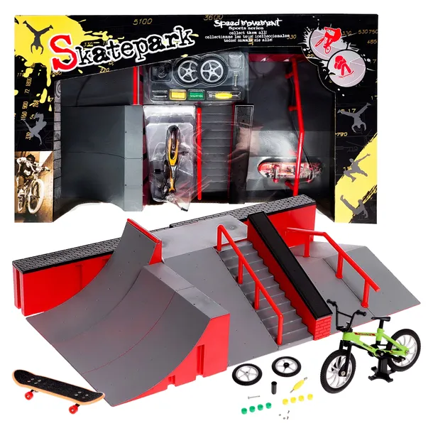 ZESTAW FINGERBOARD DUŻY SKATEPARK DLA DZIECI DESKOROLKA + ROWER FB-09-A